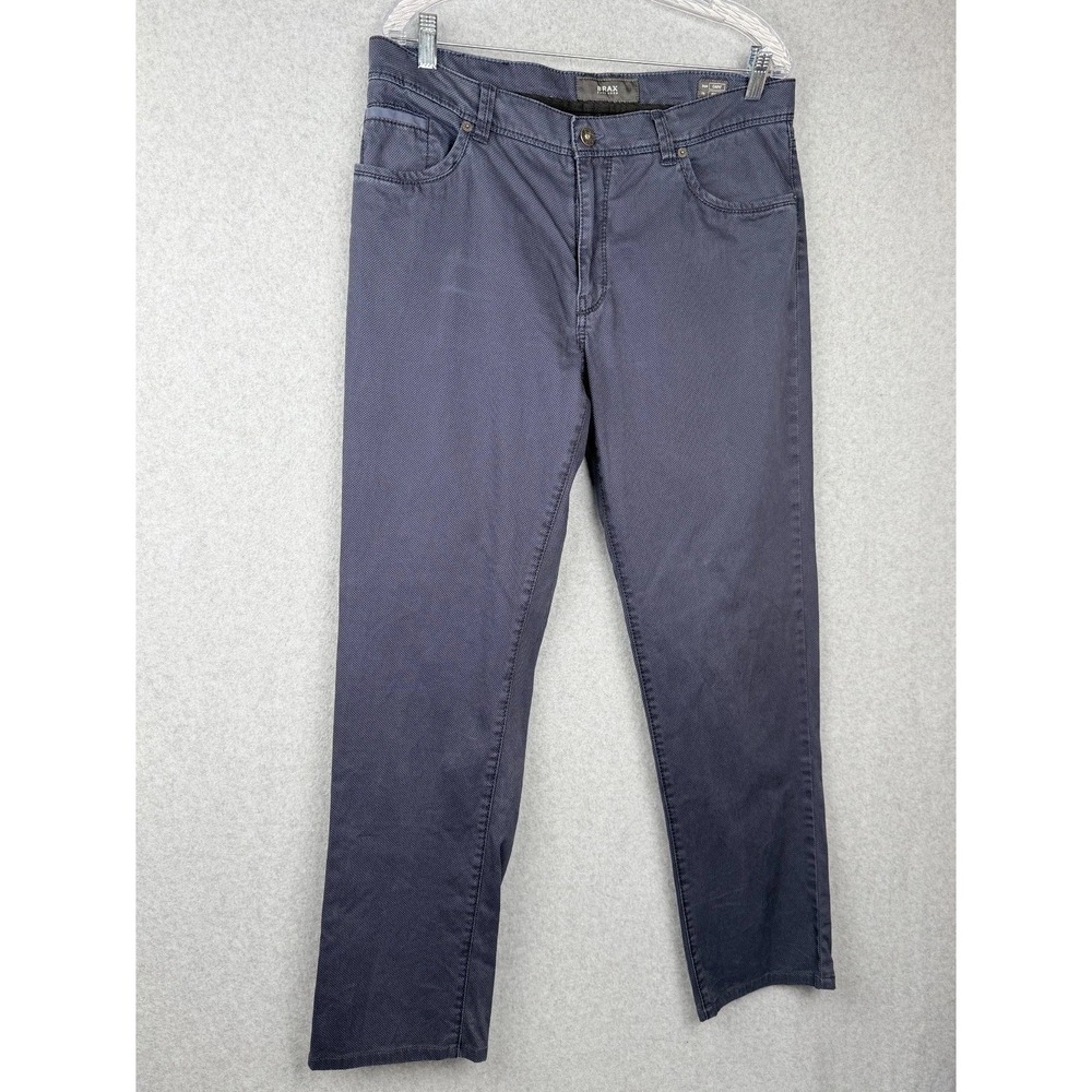 BRAX Cadiz Pure Straight Leg Pants Navy Patterned Men's 36x34